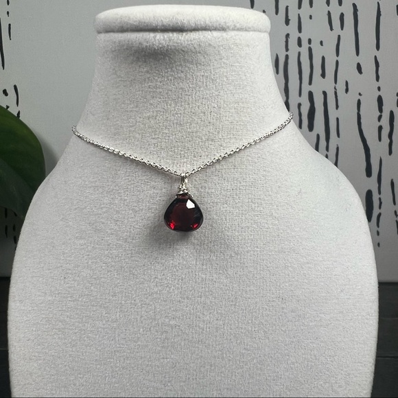 Red Garnet Sterling Silver Necklace - Picture 6 of 11